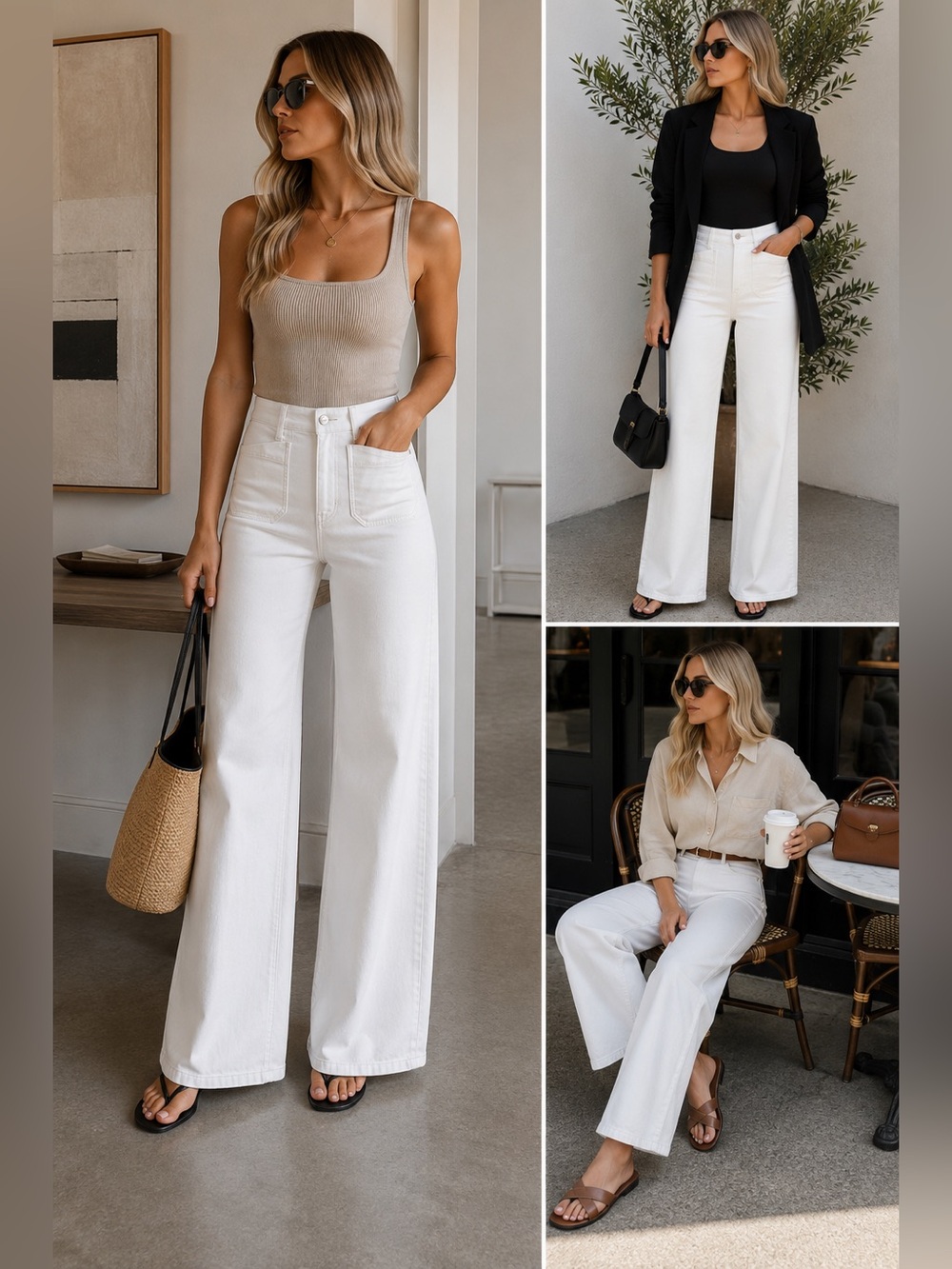 NWT FRAME Le Slim Palazzo White High Rise Wide Leg Jeans Size 25